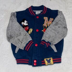 Disney Mickey Mouse Navy & Gray Varsity Jacket for Kids